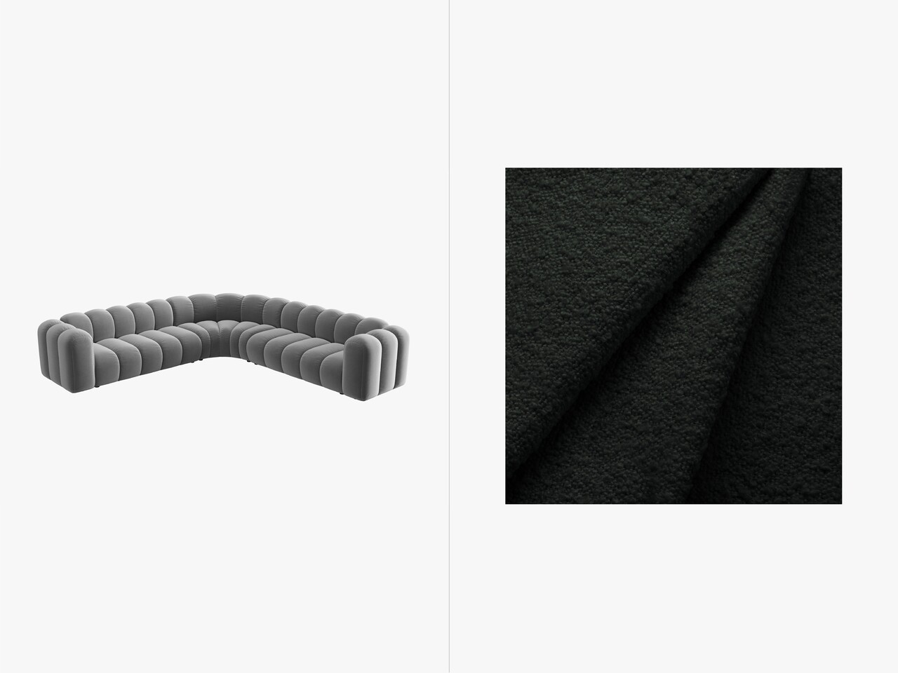 Coltar simetric modular 5 locuri, Lupine-101, Micadoni Home, 309x309x70 cm, tesatura boucle, negru - imagine 3